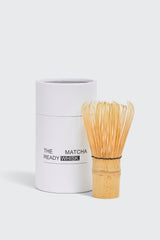 Matcha ready וויסק במבוק bamboo whisk for matcha tea preparation, with finely crafted bamboo tines and handle.