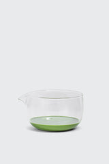 Clear glass matcha bowl for mixing by Matcha Ready, featuring a smooth, rounded design ideal for preparing tea and beverages.