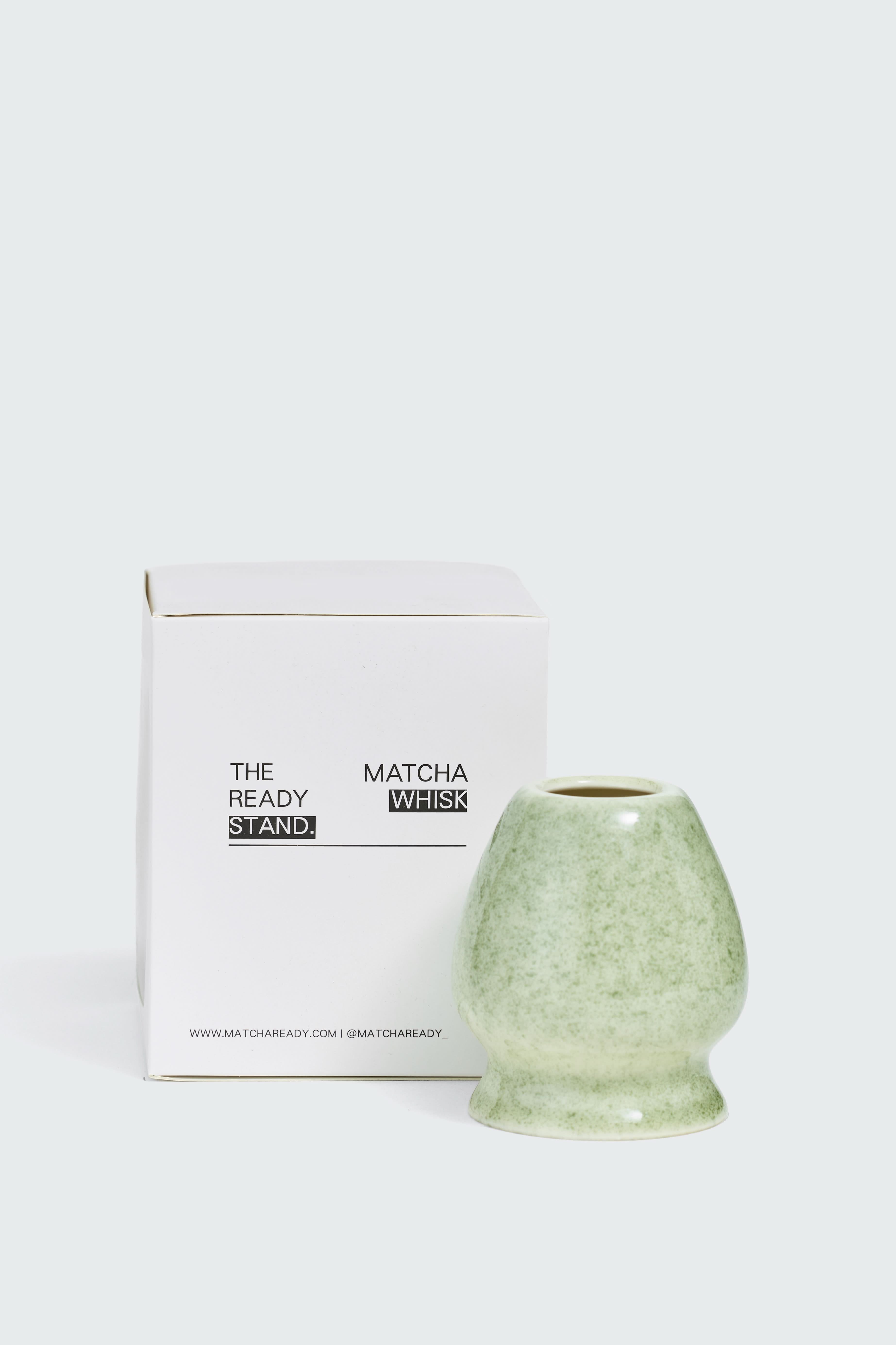 Matcha Ready bamboo matcha whisk holder in mint color, designed for storing and organizing matcha accessories.