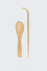 Matcha Ready wooden and classic stainless steel matcha spoons, ideal for measuring and serving matcha tea.