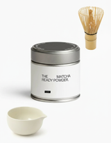 מארז מאצ׳ה למתחילים, קערת מאצ׳ה לבנה פחית 30 גרם וויסק